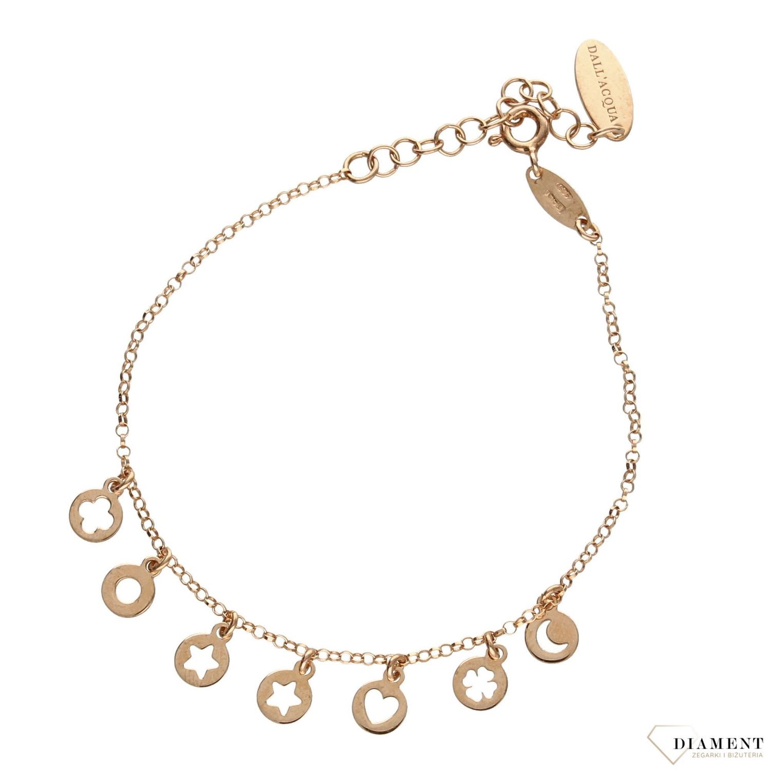 Bransoletka wiszące kółeczka srebrna z różowym pozłacaniem B RM 20549R (1).jpg